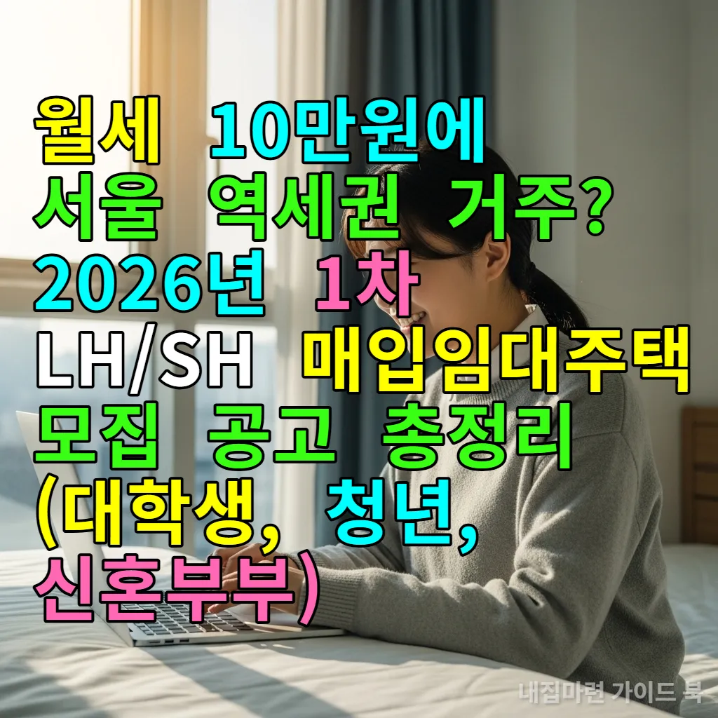 2026년 LH SH 매입임대주택 모집 공고를 확인하며 기뻐하는 한국 청년의 모습