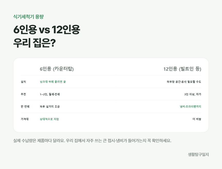 식기세척기 6인용 12인용 비교