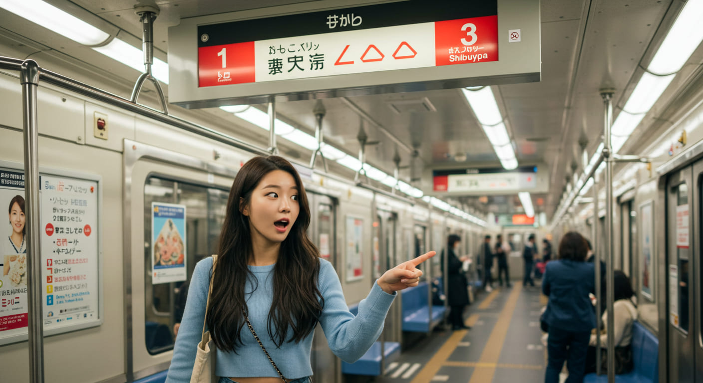 지하철 이용법 영상을 보는 귀여운 한국 남성