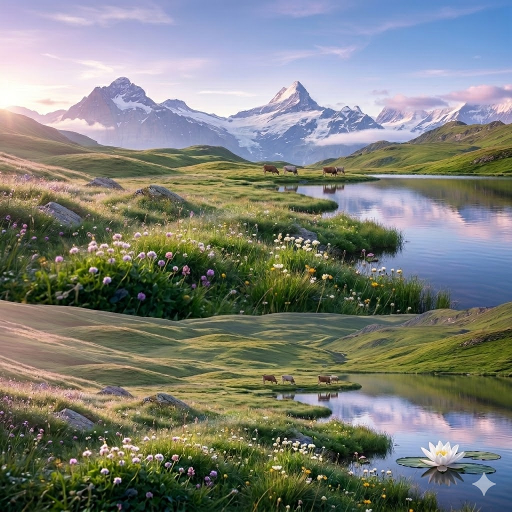 스위스의 푸른 자연 이미지.
