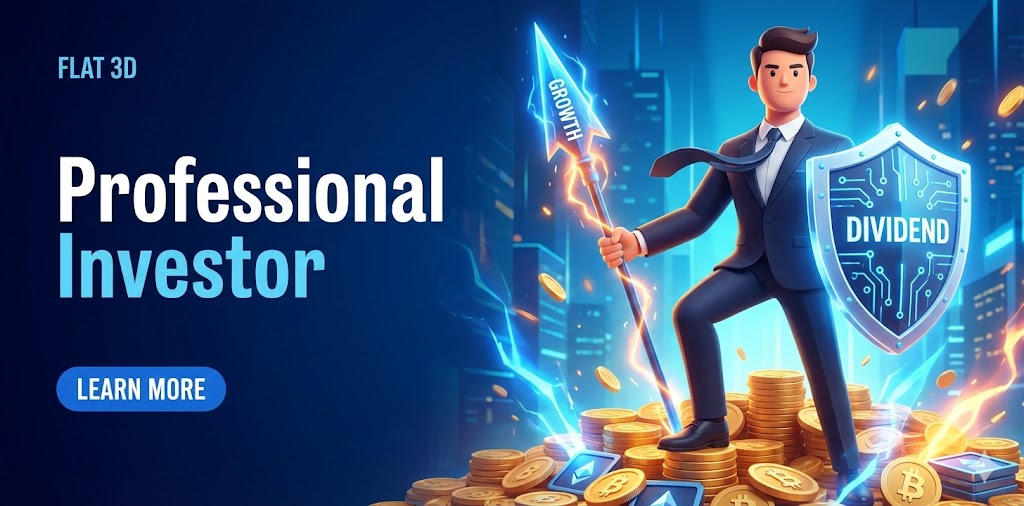 성장주(창)와 월배당(방패)이 균형을 이루며 자산을 지키는 투자자의 당당한 모습