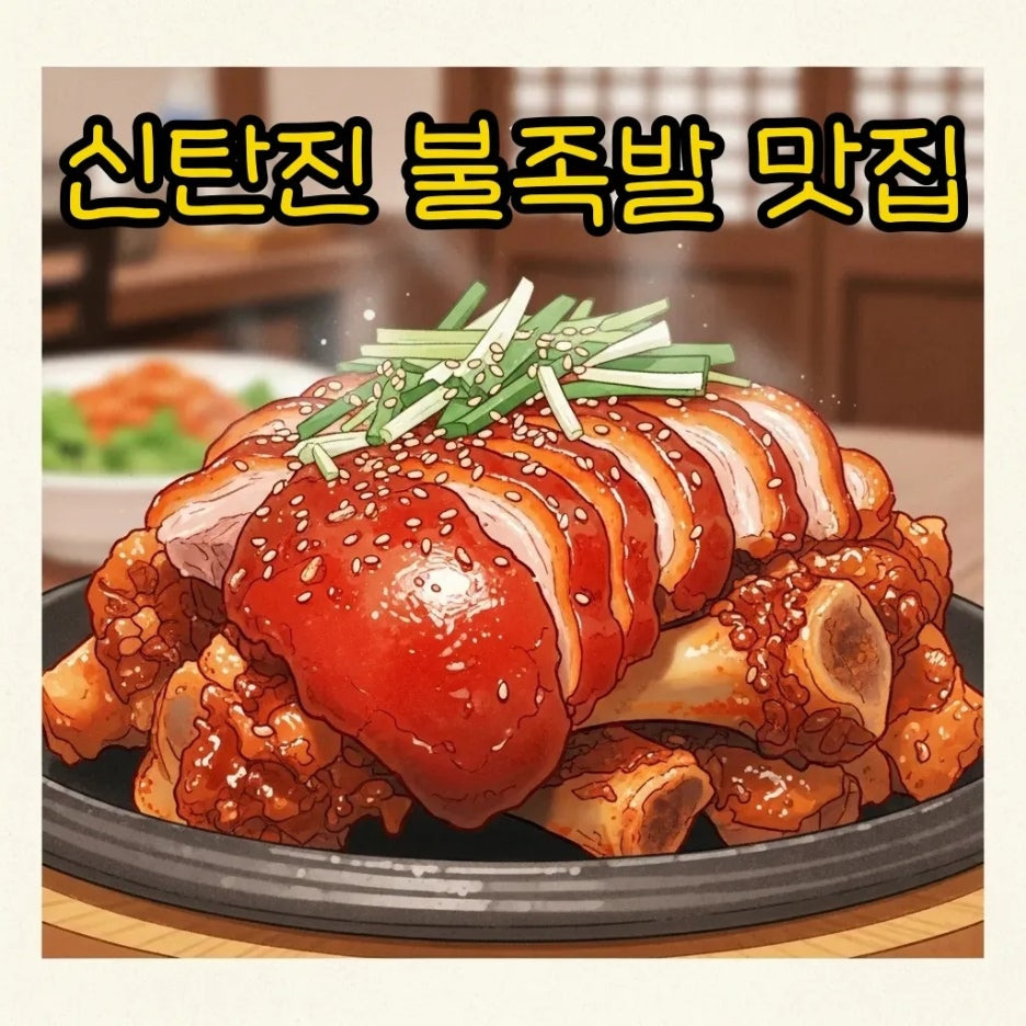 매콤하게 양념된 불족발이 윤기나게 빛나는 모습