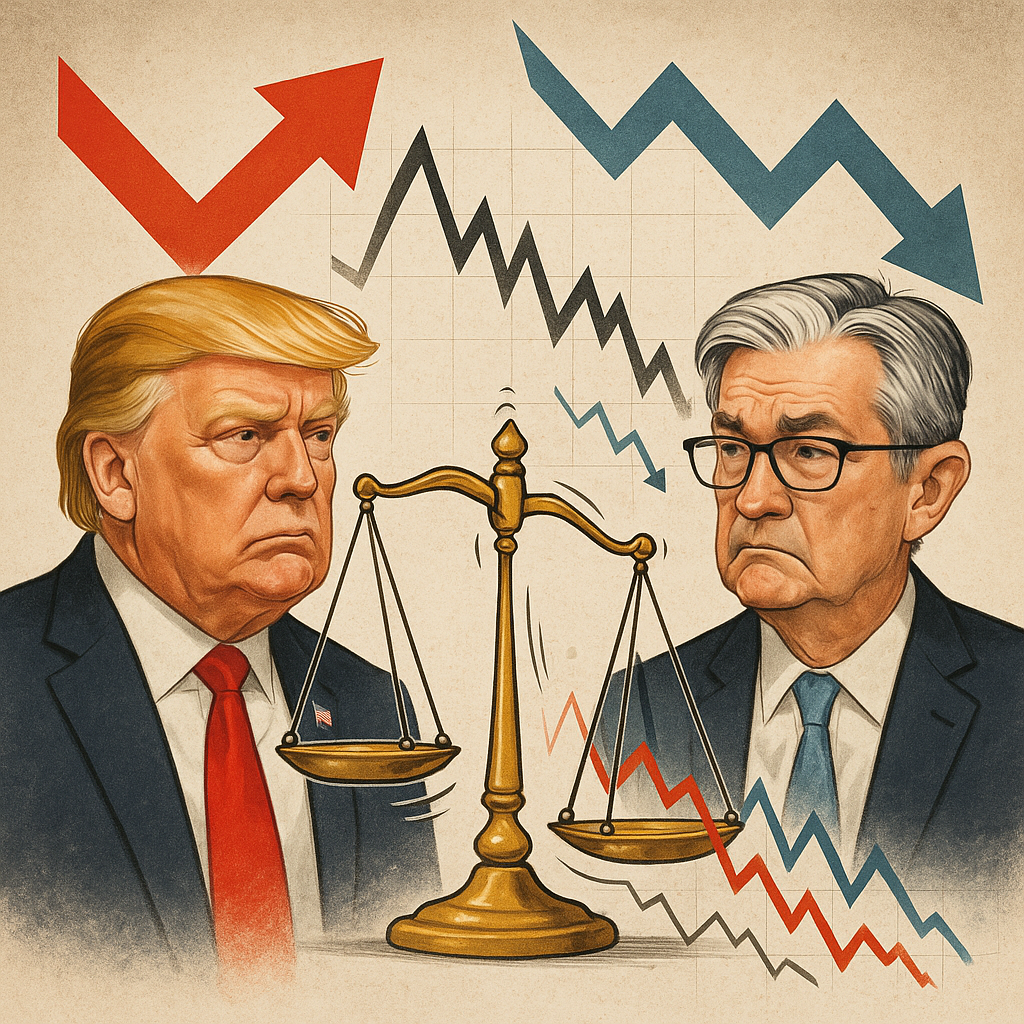 트럼프와 파월이 갈등이 있는 모습