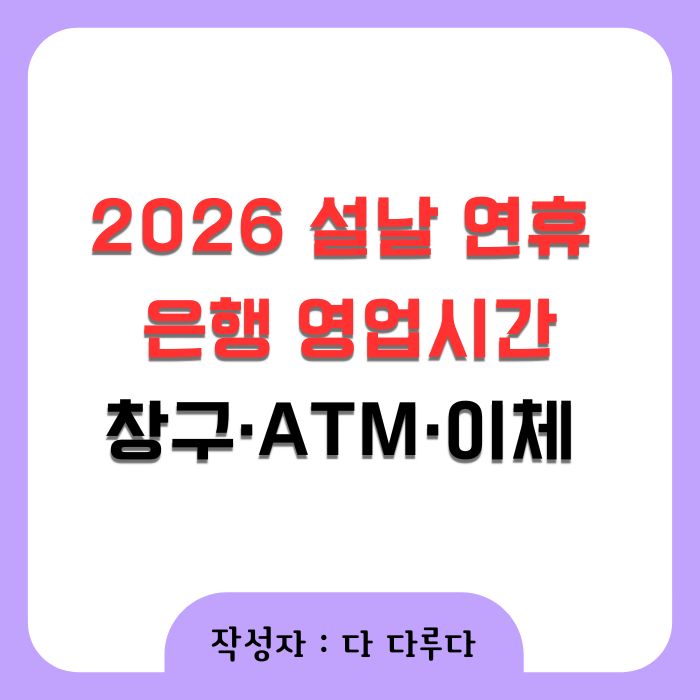 2026 설날 연휴 은행 영업시간 총정리