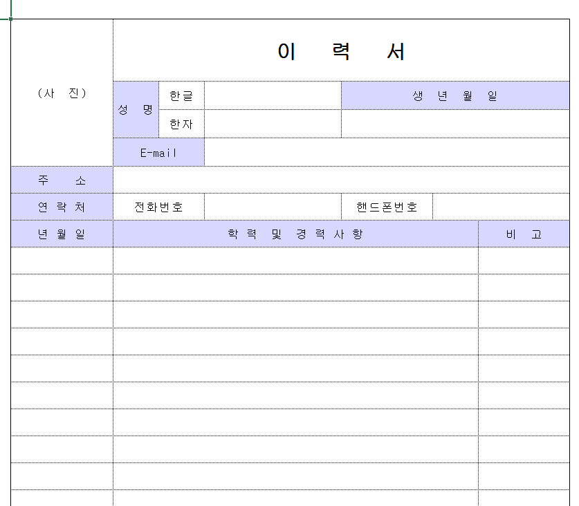 XLS (엑셀) 표준형