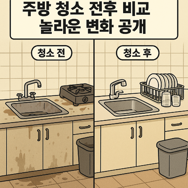 주방 청소 전후 비교