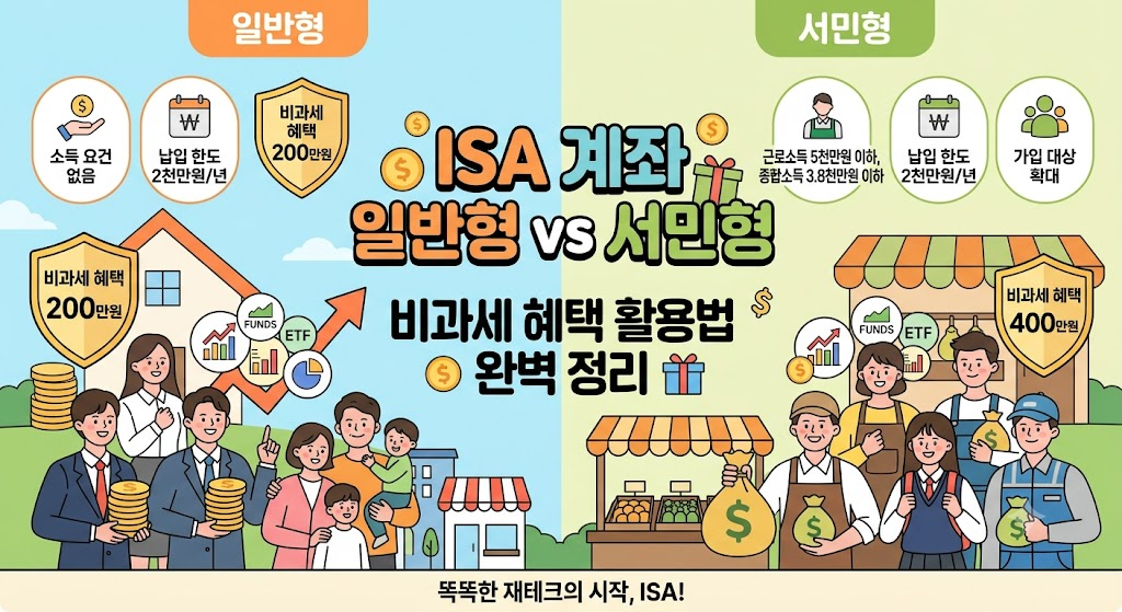 ISA 계좌 일반형과 서민형 차이점 및 비과세 혜택 활용법