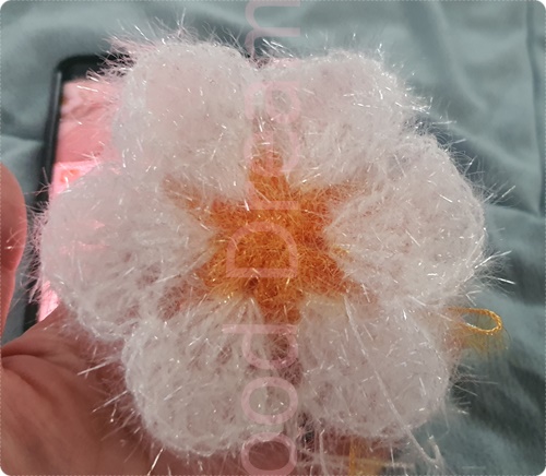 라인장식 꽃 호빵수세미