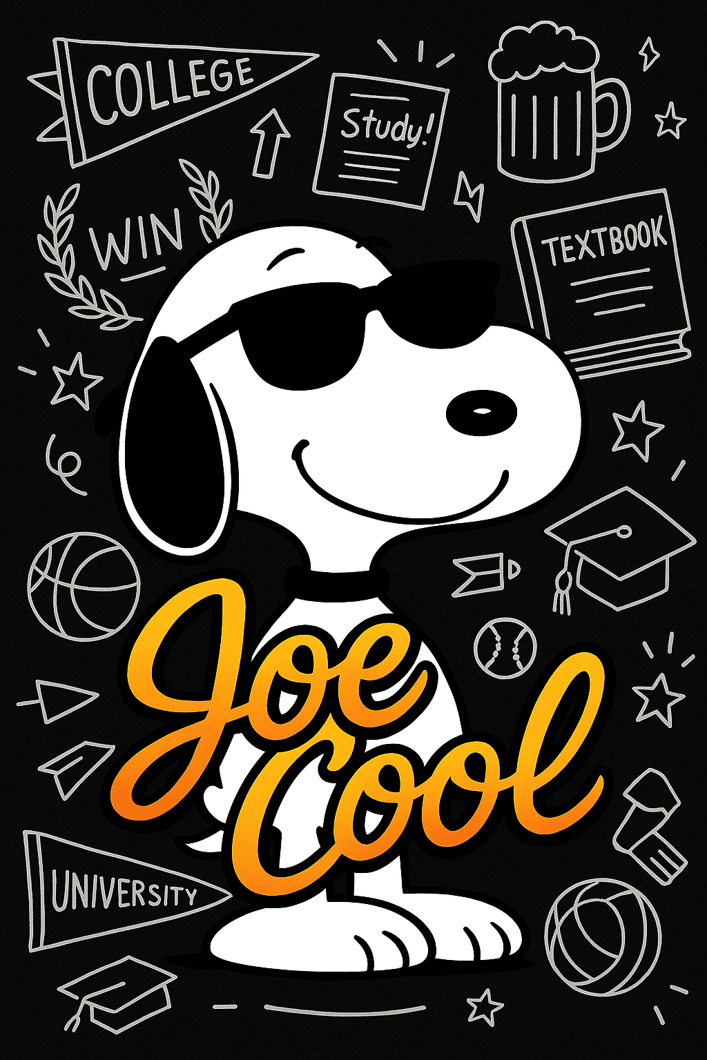 글라스를 쓴 대학생 세상에서 가장 유명한 강아지 스누피 이미지 AI generated illustration