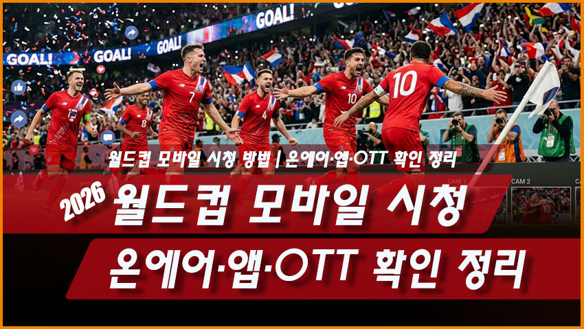 2026 월드컵 모바일 시청 방법과 치지직 KBS JTBC 다시보기 확인 방법
