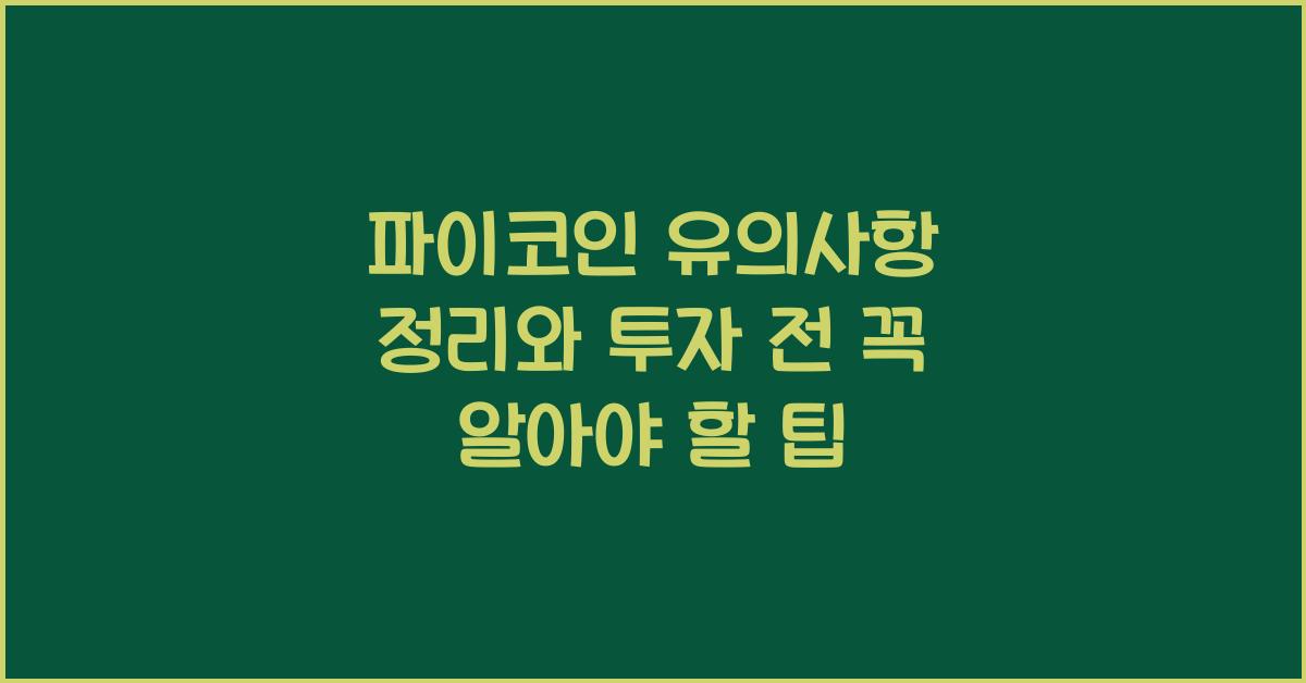 파이코인 유의사항 정리