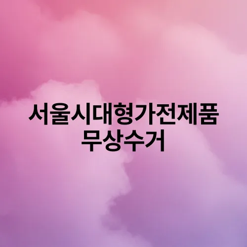 서울시대형가전제품 무상수거