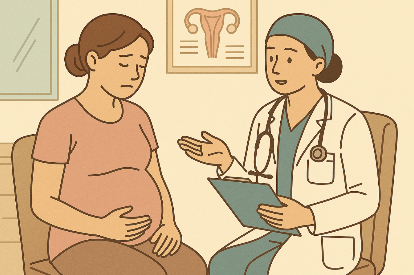 임산부가 병원에서 진단받는 장면 관련 사진