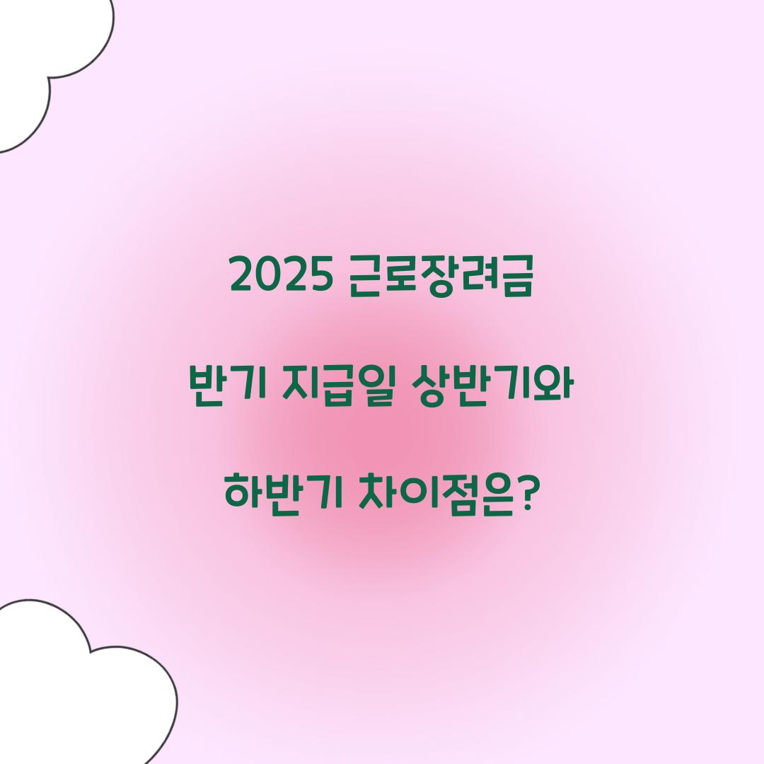 2025 근로장려금 반기 지급일