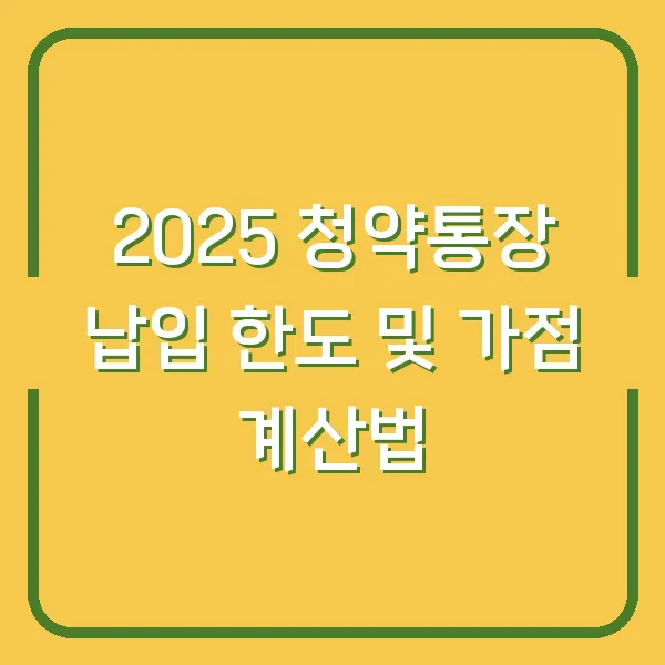 2025 청약통장 납입 한도 및 가점 계산법