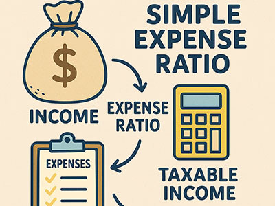수입에서 경비를 제외한 과세 소득을 계산하는 과정을 간단한 그림으로 보여주는 이미지