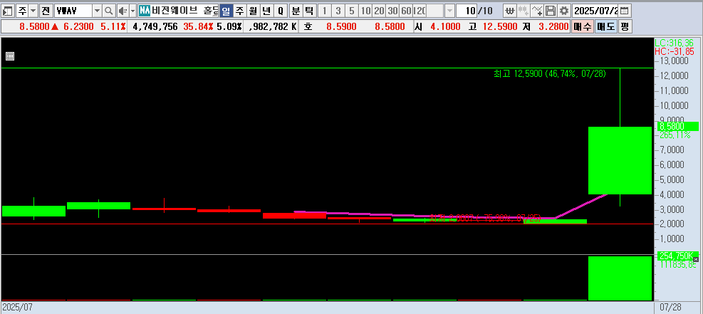 25.07.29 VWAV 일봉차트