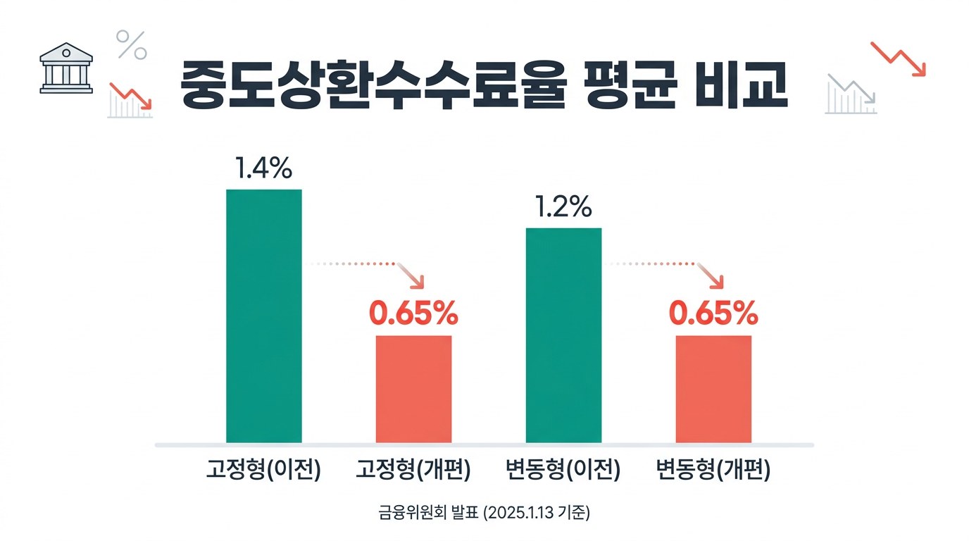 주택담보대출 갈아타기 중도상환수수료율 평균 비교