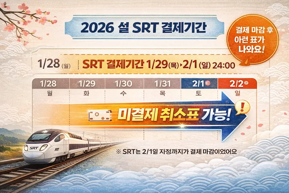 2026 설 SRT 결제 마감 이후 취소표가 나올 수 있는 타이밍 안내