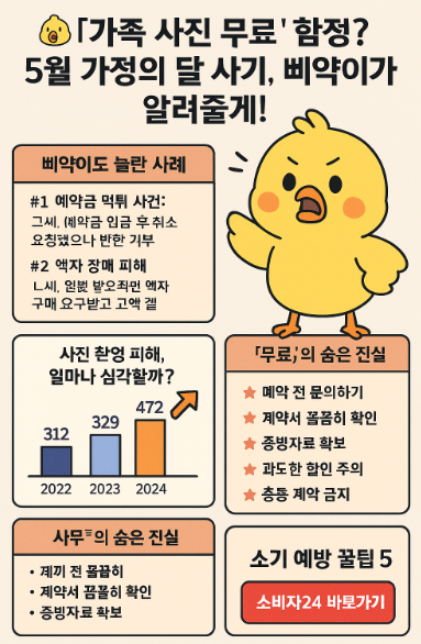 🐥 가족 사진 무료 함정? 5월 가정의 달 사기, 삐약이가 알려줄게! 🐥