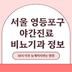 서울 영등포구 야간진료 비뇨기과 병원 (18시 이후 늦게까지하는 병원)