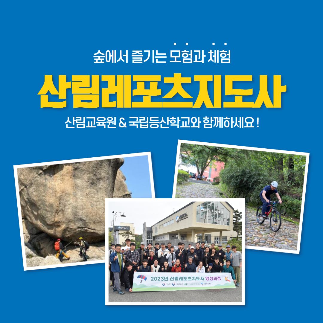 산림레포츠지도사 자격 취득 방법 교육 과정 신청 비용 기간 대상 자격 산림교육원 국립등산학교 산림청