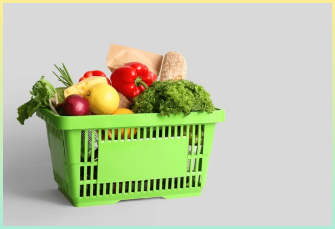 가득찬 모습을 표현하기 위한 과일바구니 사진