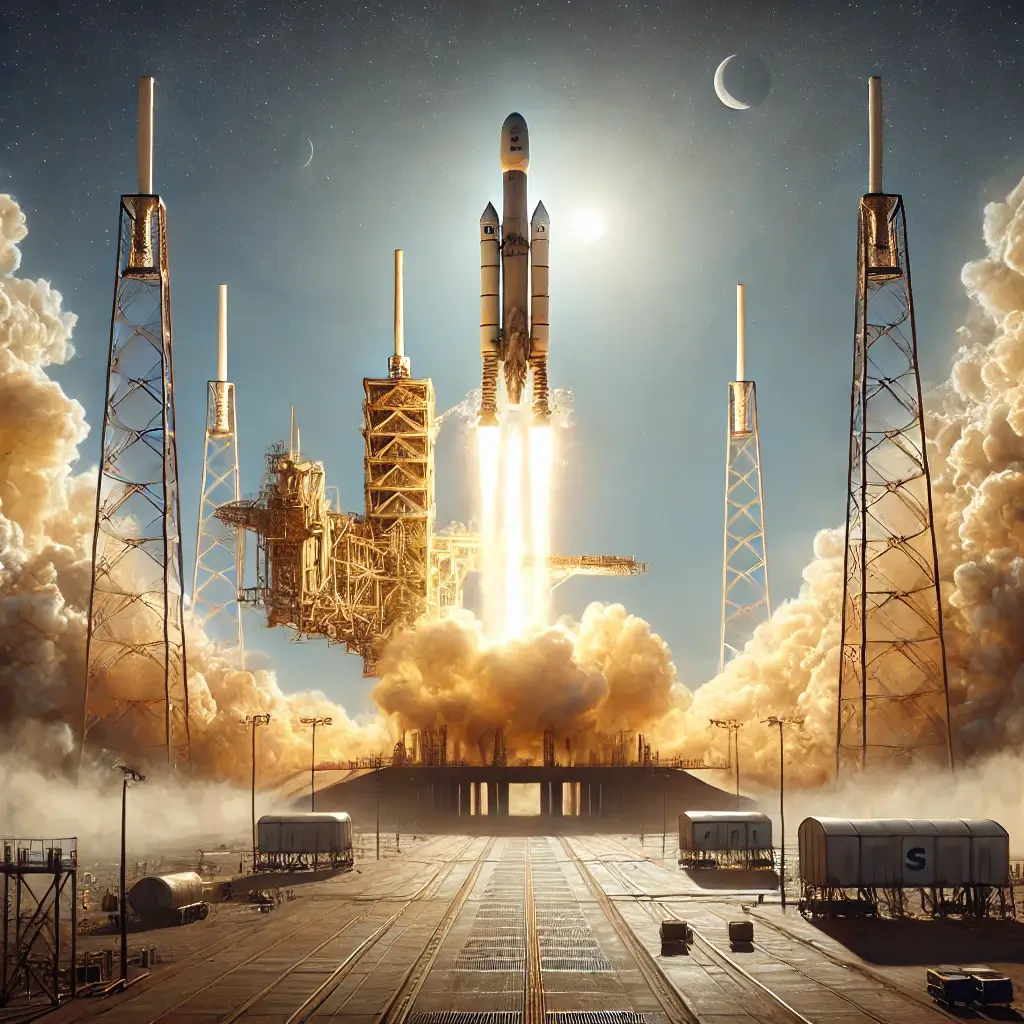 퍼서비어런스 발사 장면, 로켓이 발사되는 장면이다 하늘 로 치솟고 있는 모습이다 부스터가 강력하게 뿜어져 나오고있고 그 추진력으로 올라가고있다.