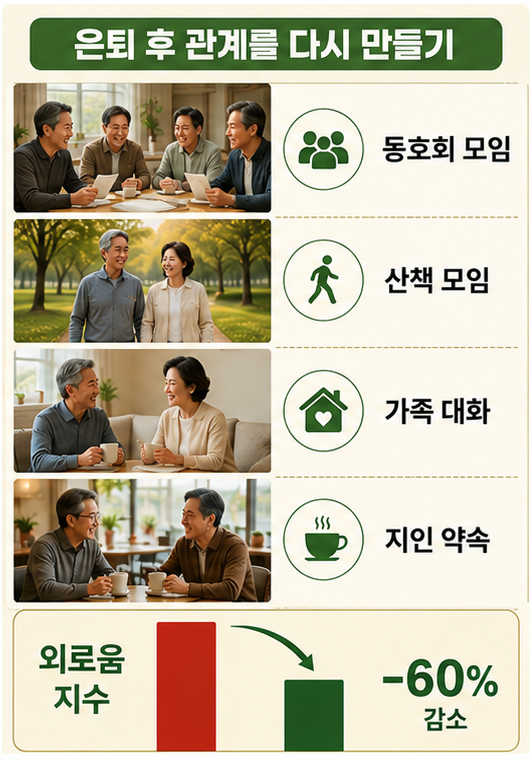퇴직 후 외로움 줄이는 은퇴 인간관계 루틴