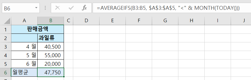 엑셀 특정날짜 평균내기