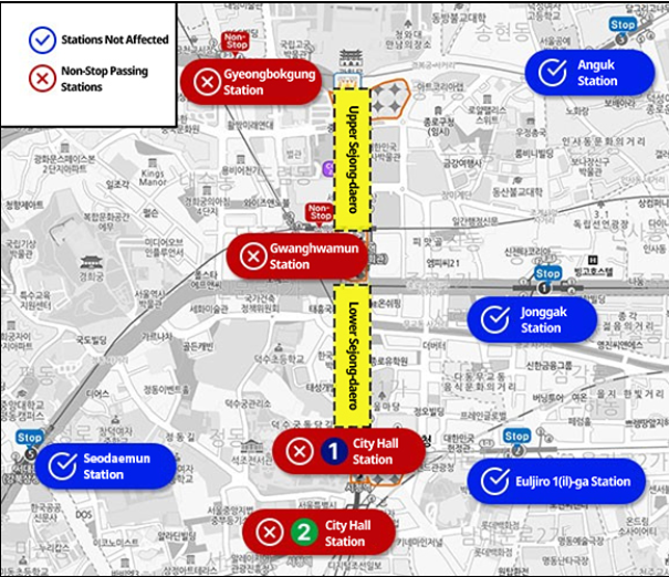 no stopping or nearby stations