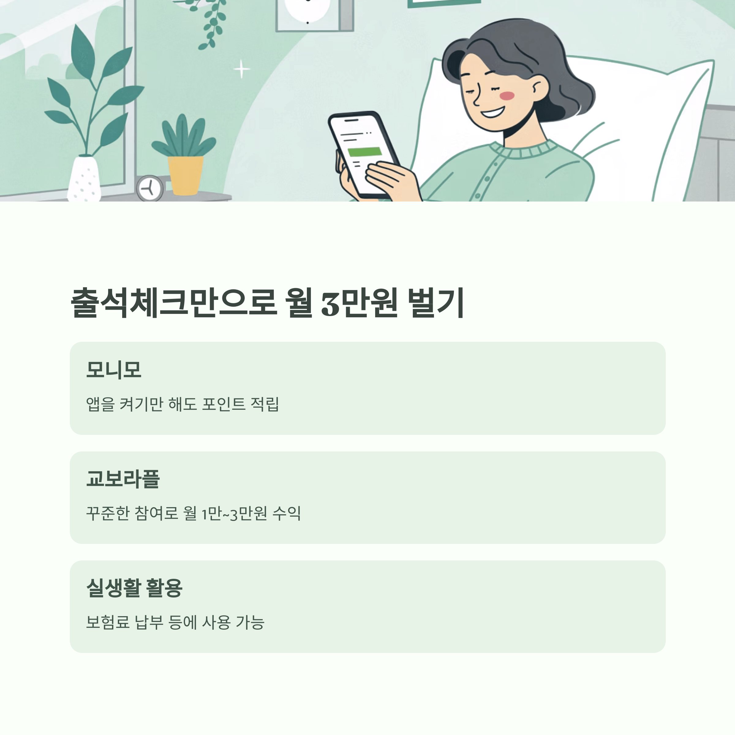 출석체크로 수익보기 글과 이미지