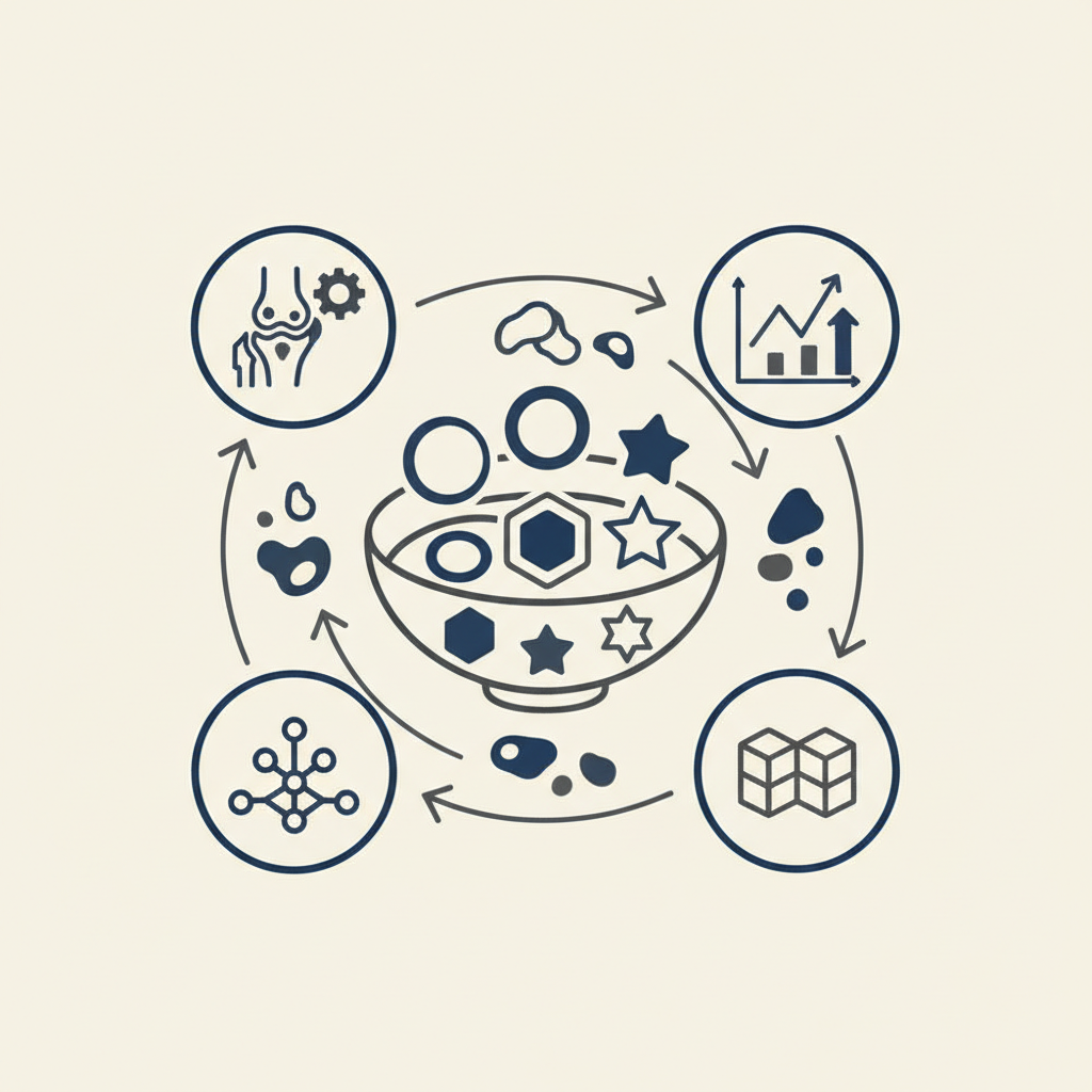 軟骨保護に関与する食材：成分配置と観測効果に関する統計・生理メカニズム・対策を示す政策リポート用インフォグラフィック