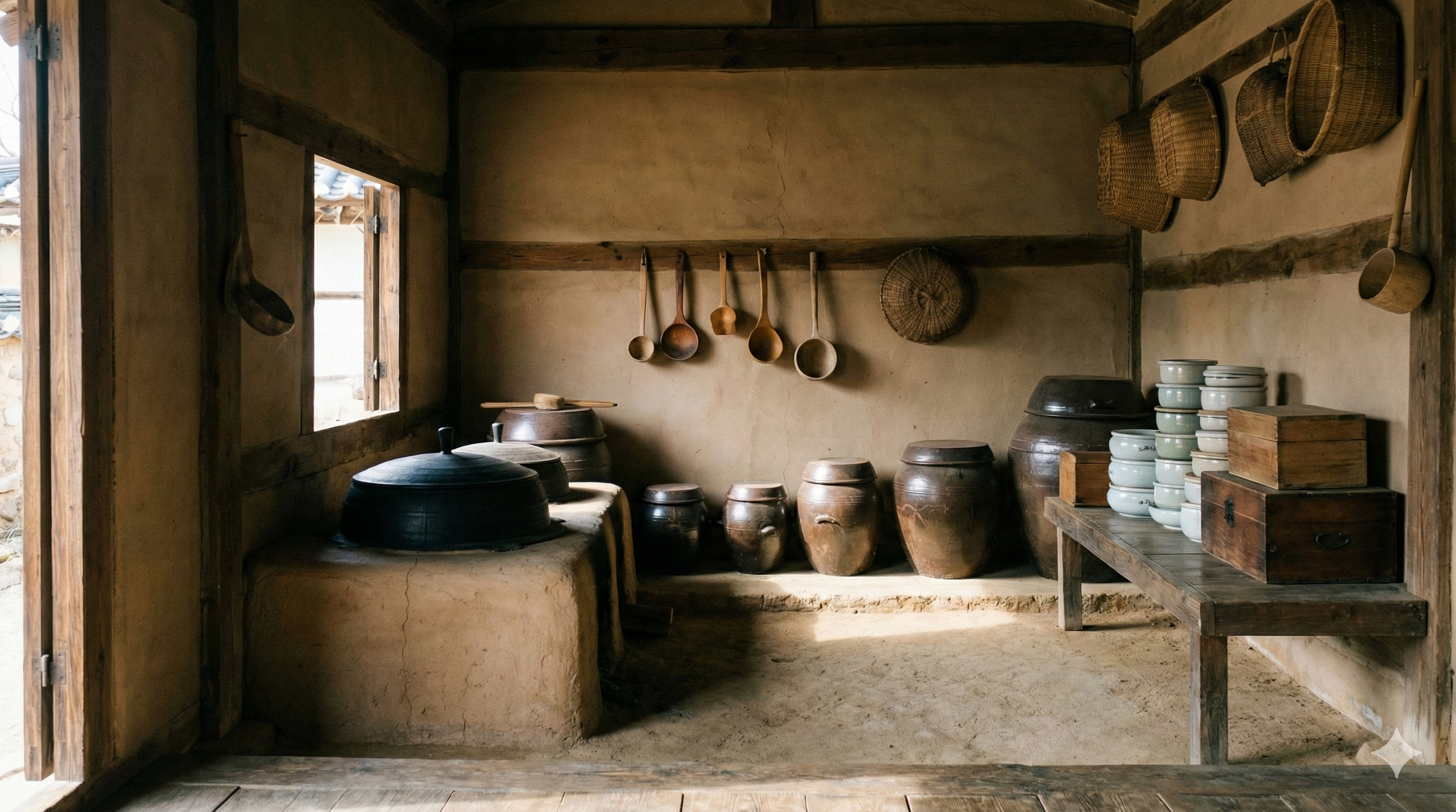 전통 가정에서 물과 불, 음식을 관리하던 부엌 살림의 모습