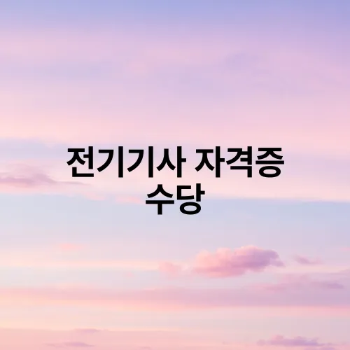 전기기사 자격증 수당