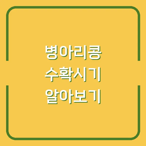 병아리콩 수확시기 알아보기