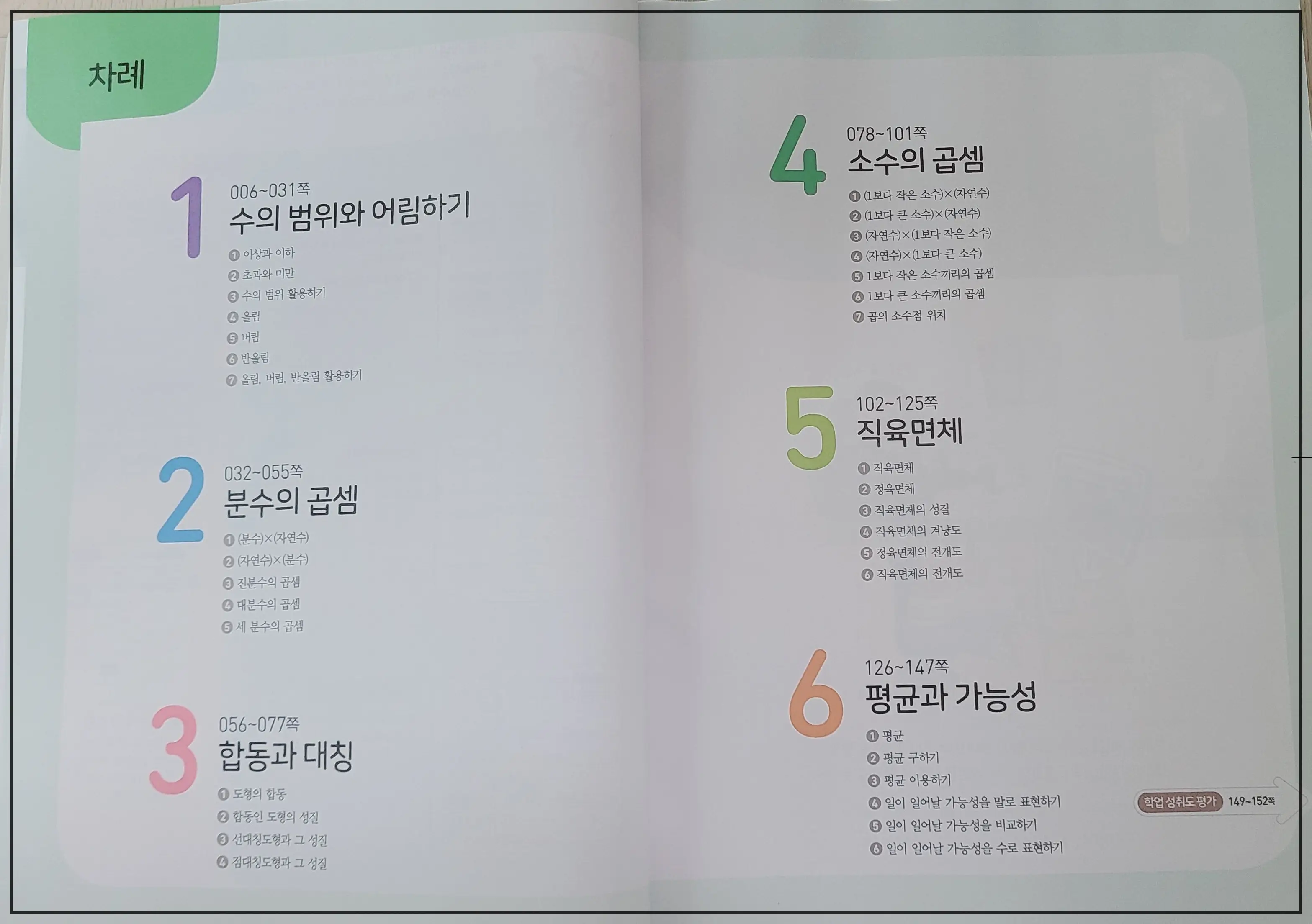큐브수학-5학년-2학기-개념-목차