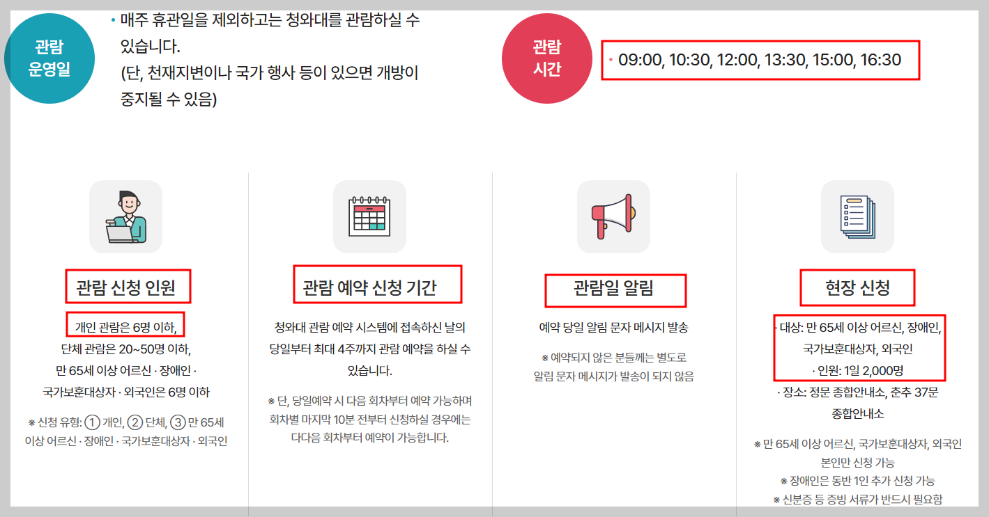 청와대 관람예약 신청