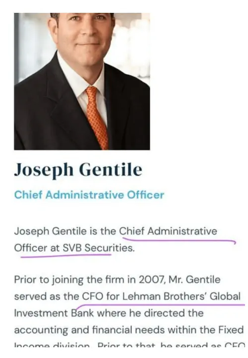 SVB 경영진 중 한명의 경력이 리먼 브라더스 CFO 경력
