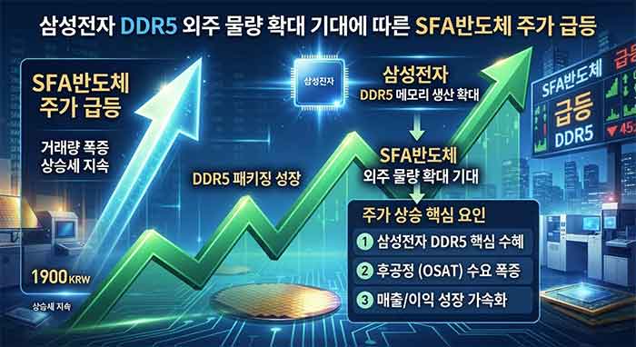 삼성전자 DDR5 외주 확대에 따른 SFA반도체 주가 급등.