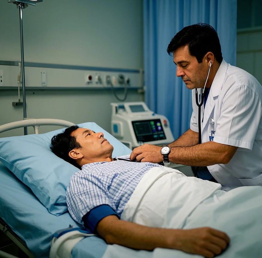 병원에서 암검사 받는 모습