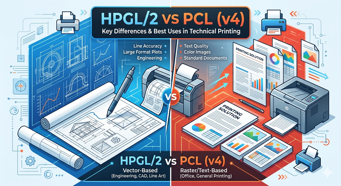 [완벽비교] 플로터 드라이버 HPGL/2 vs PCL(v4) 차이점과 전문가의 선택 가이드