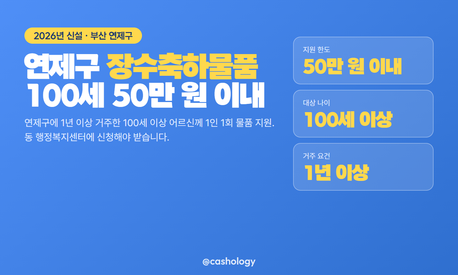 부산 연제구 장수축하물품 50만 원 이내 지급 안내
