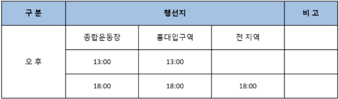 오션월드 셔틀버스 시간표