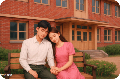 언제부턴가 두 사람은 어깨를 맞대고 있었다