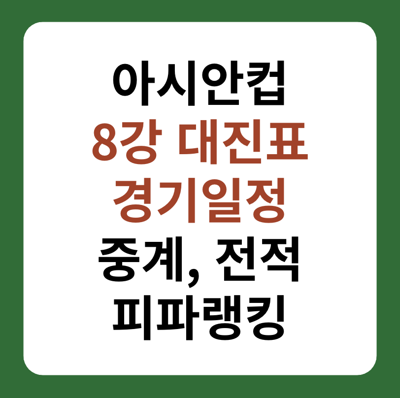 아시안컵 8강 대진표, 경기일정, 중계 대표 이미지