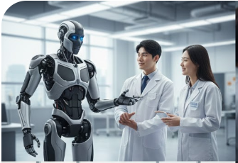 AI와 함께 회의 하는 장면의 이미지, 머니몽 자체 제작