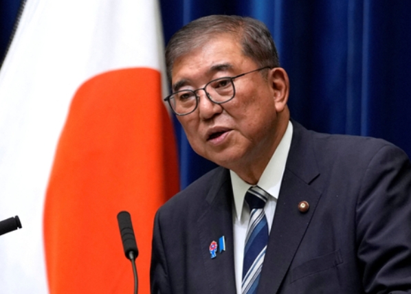 9월 7일 총리 관저에서 사임 발표를 하고 있는 이시바 총리