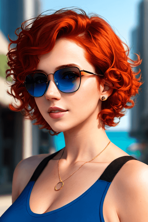 Playground AI로 생성한 그림(2) - 빨강머리의 시크한 미인
