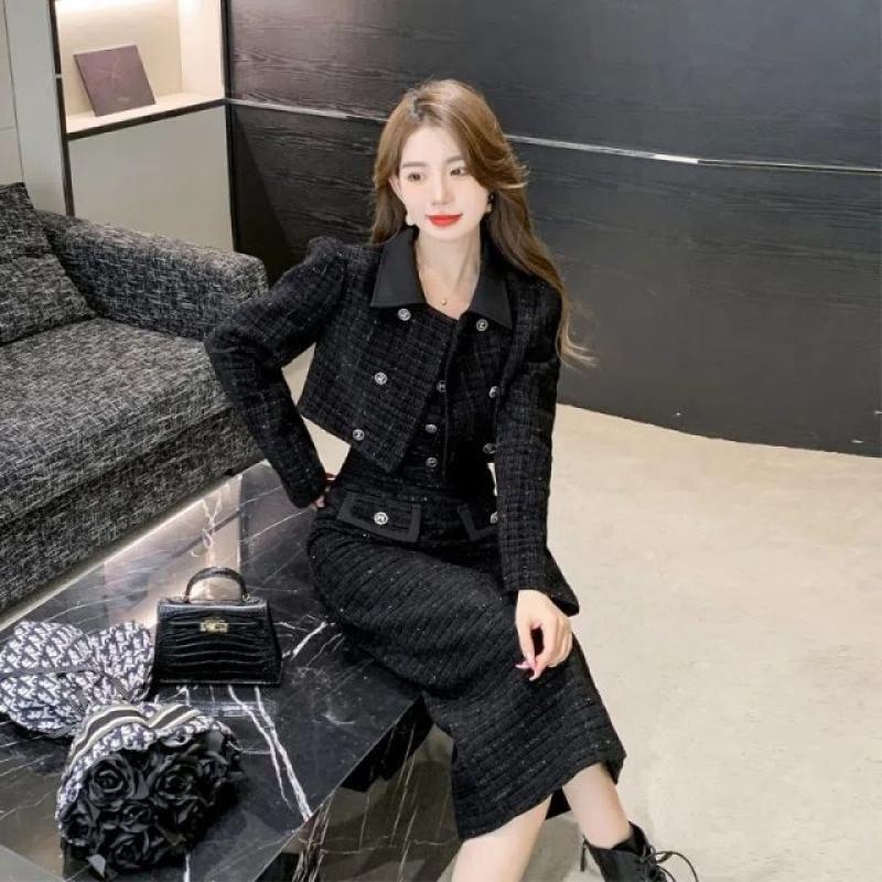 블랙투피스 겨울투피스 여자 하객룩 셋업 여성